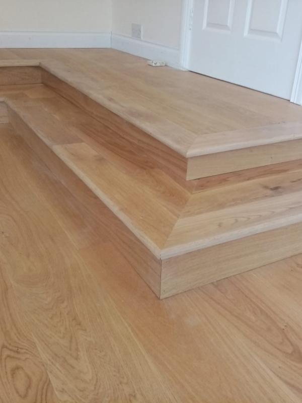 Recent installation Renaissance timber flooring including making up steps